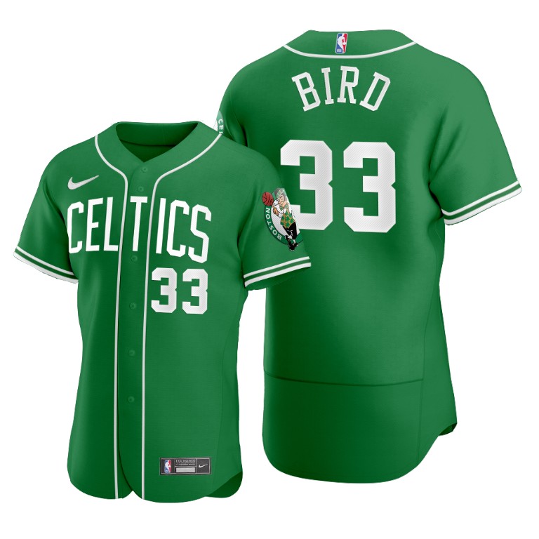 Men's Boston Celtics #33 Larry Bird Green 2020 NBA X MLB Crossover Edition Jersey